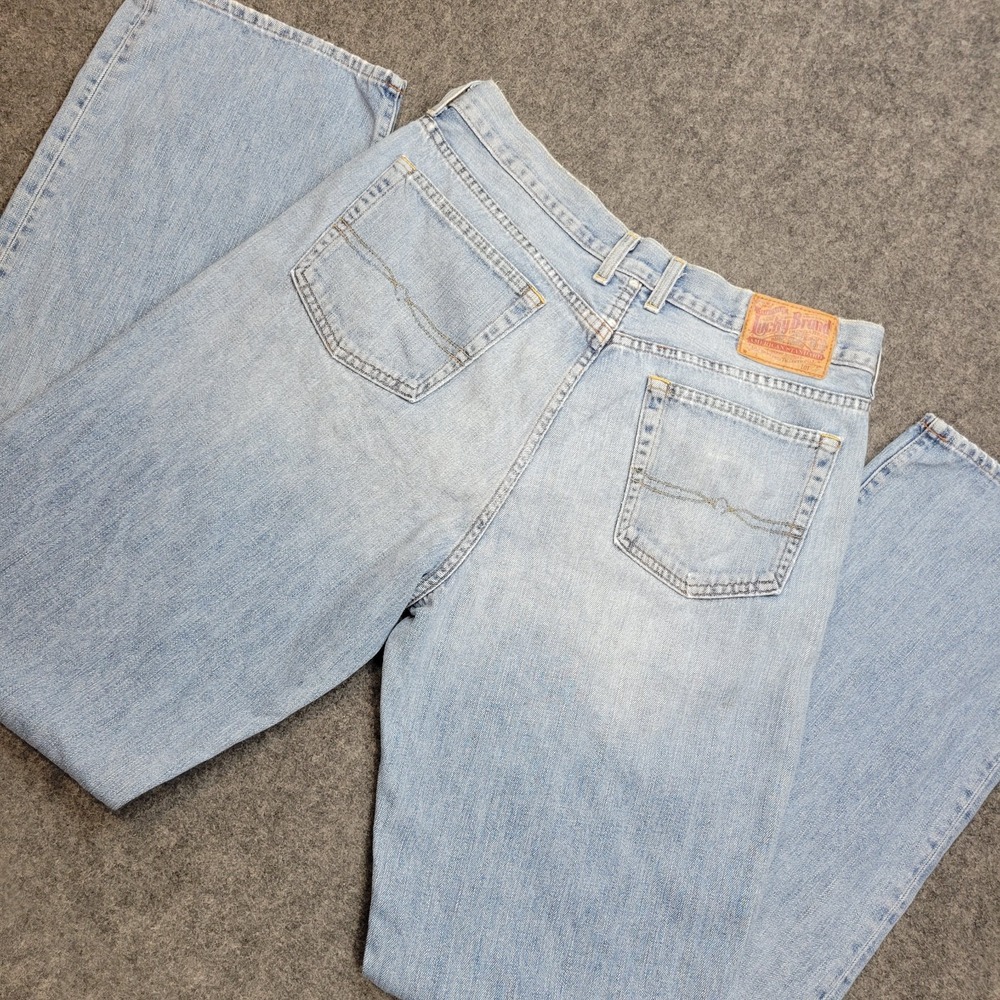 Vtg Lucky Brand Mens Jeans 36 Blue Denim Light Wash Faded Straight Leg Y2K
